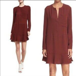 ALC Montana Silk Rust Burgundy Flounce Dress 4